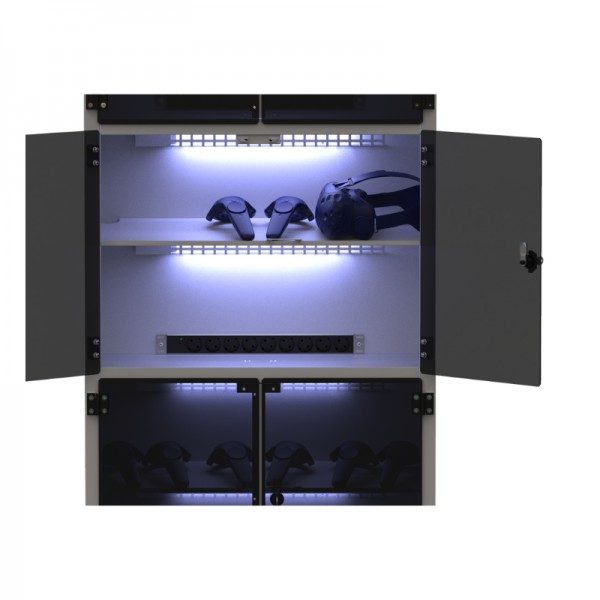 M-ASSET Charging cabinet open armoire de décontamination à uv-c distribuée par immersive display revendeur officiel